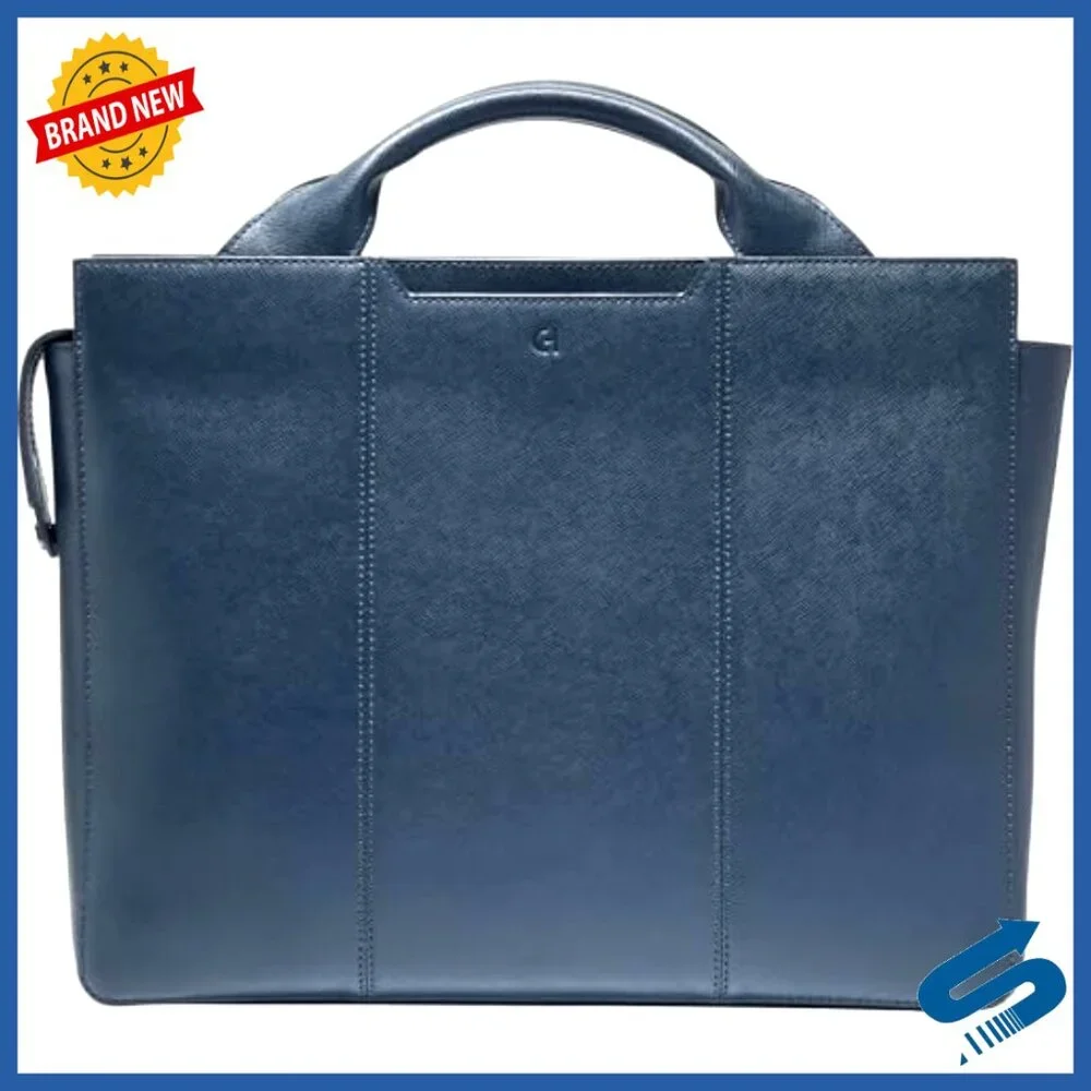 Leather Attache Case with Laptop Compartment, Adjustable Strap